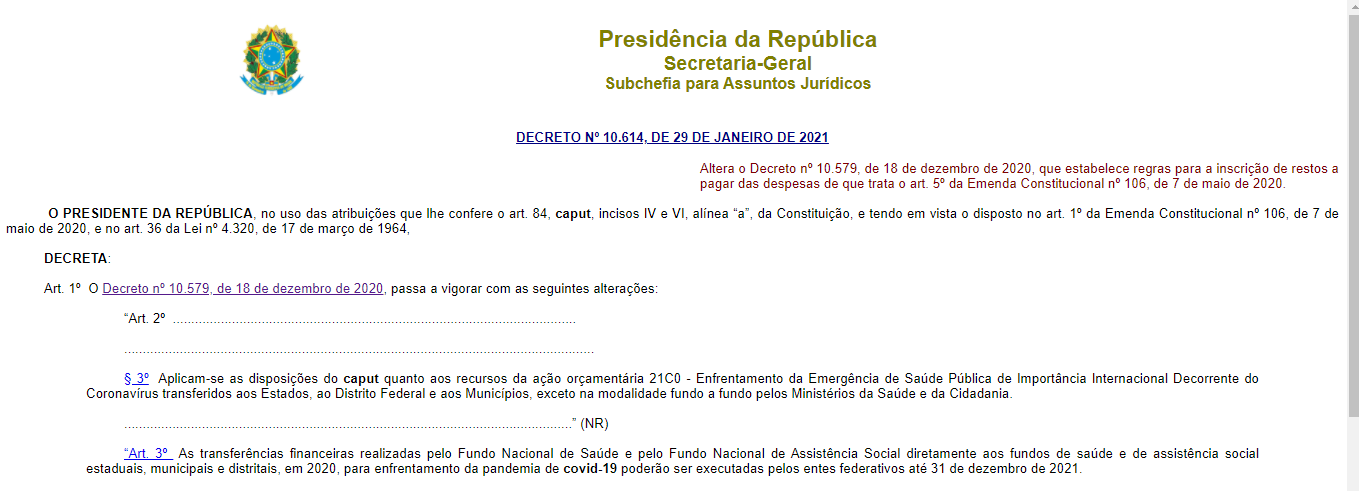 Publicado Decreto que estende prazos e normas ao Fundo Nacional de Assistncia para execuo dos recursos do enfrentamento da Covid-19