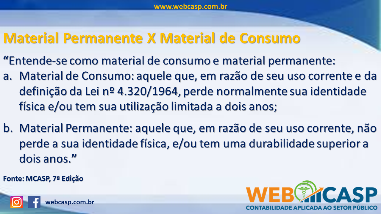 Material Permanente x Material de Consumo