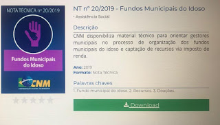 CNM refora nota tcnica sobre Fundos Municipais do Idoso - FMI