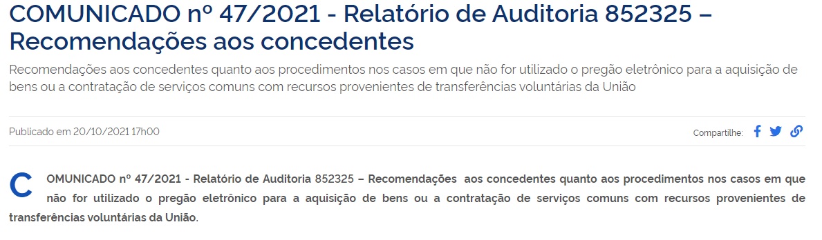 Governo federal divulga orientaes sobre a aquisio de bens ou contratao de servios sem prego eletrnico