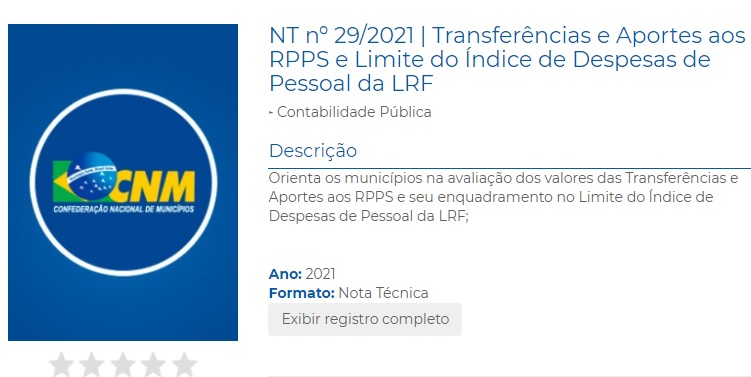 Nota tcnica da CNM esclarece sobre transferncias e aportes ao RPPS e limite de despesas de pessoal da LRF