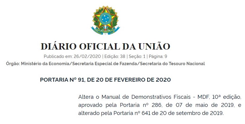 RREO e RGF 2020 - Alteraes nos demonstrativos fiscais de Pessoal, Educao e outros